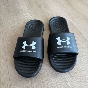 Under Armour Black Slides with Logo